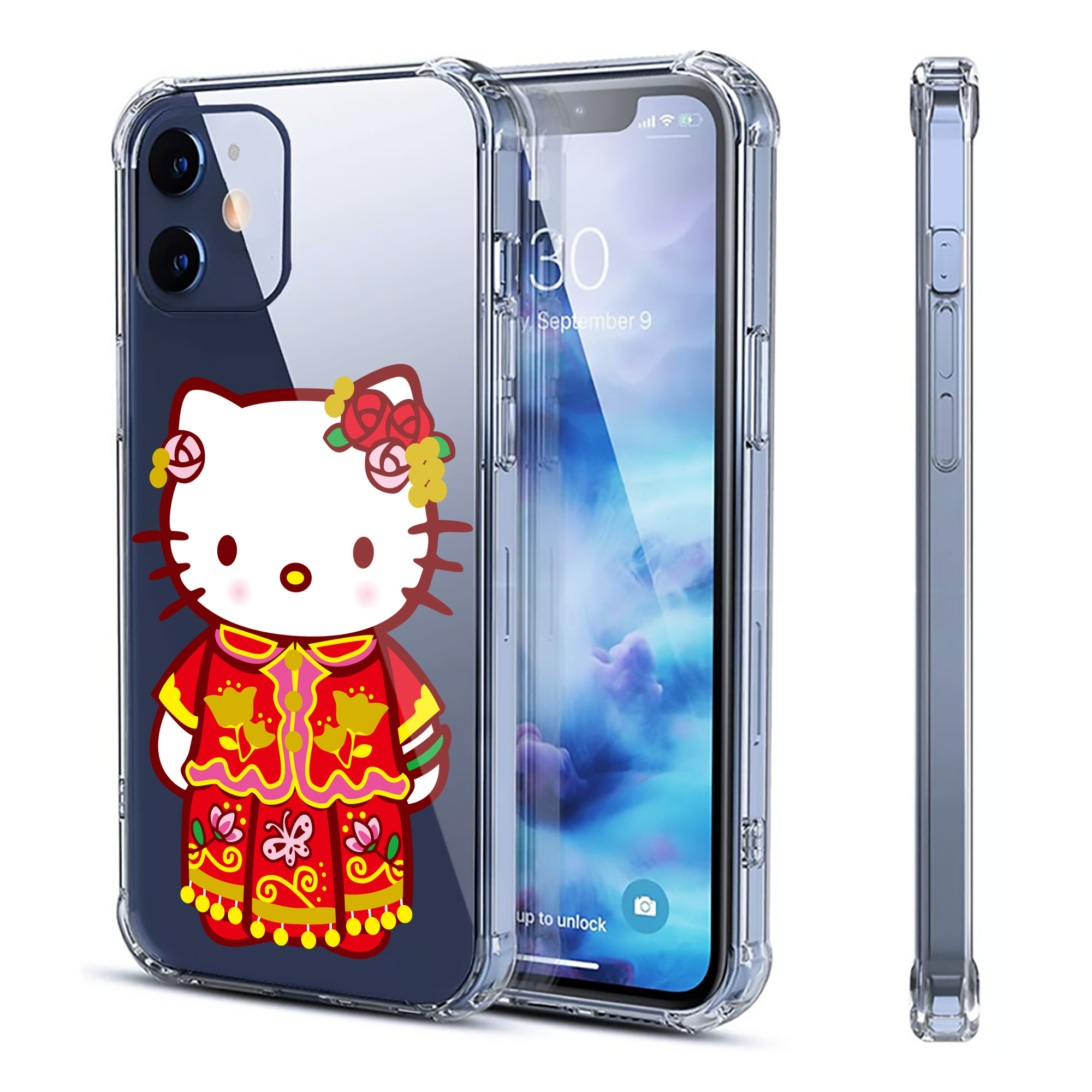 （画像用） Hello Kitty ハローキティ 【iPhone 12シリーズ対応】透明スマホケース（クリアソフトケース）